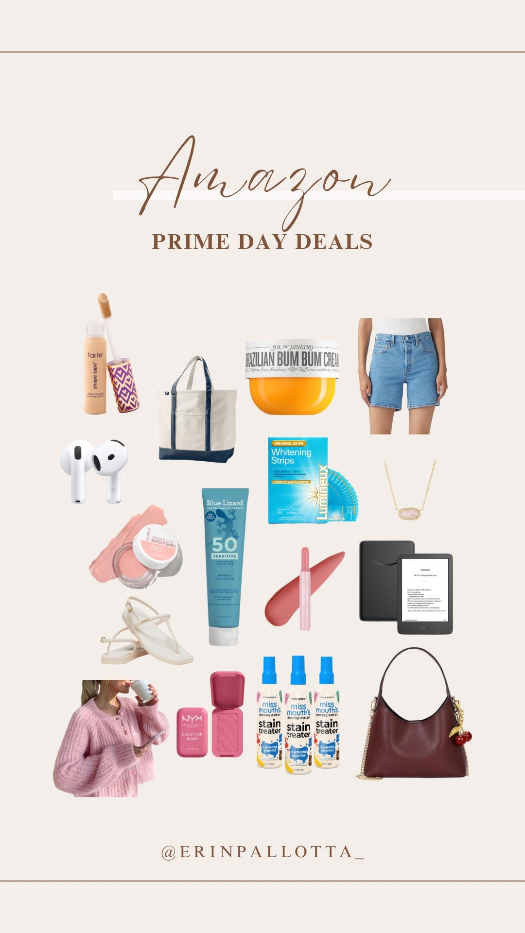 These are items I either have and love or have on my wishlist from Prime Day! Tarte shape tape and Maracuja lip balm are on major sale, Brazilian Bum Bum Cream smells incredible, I have the pink sweater in red and love it, and I have the burgundy shoulder bag in brown and love it! Kindle on sale for under $100, Kendra Scott Elisa necklace, viral Lumineux whitening strips on major sale, fav NYX blush and viral Catrice Eye Brightener discounted. Levi’s shorts at such a good price, AirPods on sale, Lands End tote discounted and my favorite mineral sunscreen and stain remover spray are on sale as well! Super excited about the Crocs sandals!

#LTKSaleAlert #LTKFindsUnder50 #LTKFindsUnder100