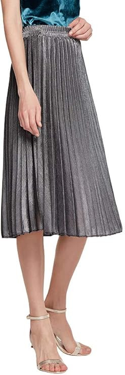 Women's Pleated Skirt Premium Metallic Shiny Shimmer Accordion Elastic High Stretchy Short Skirt ... | Amazon (US)