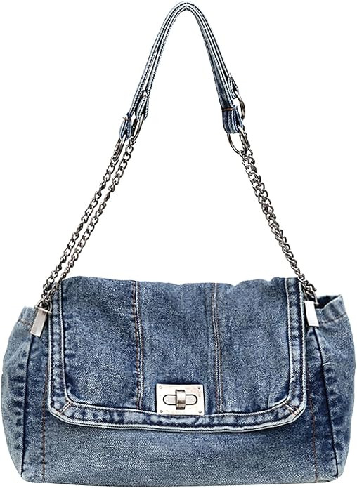 Large Denim Purses for Women Denim Tote Bag Casual Retro Crossbody Lightweight Shoulder Bag Canva... | Amazon (US)