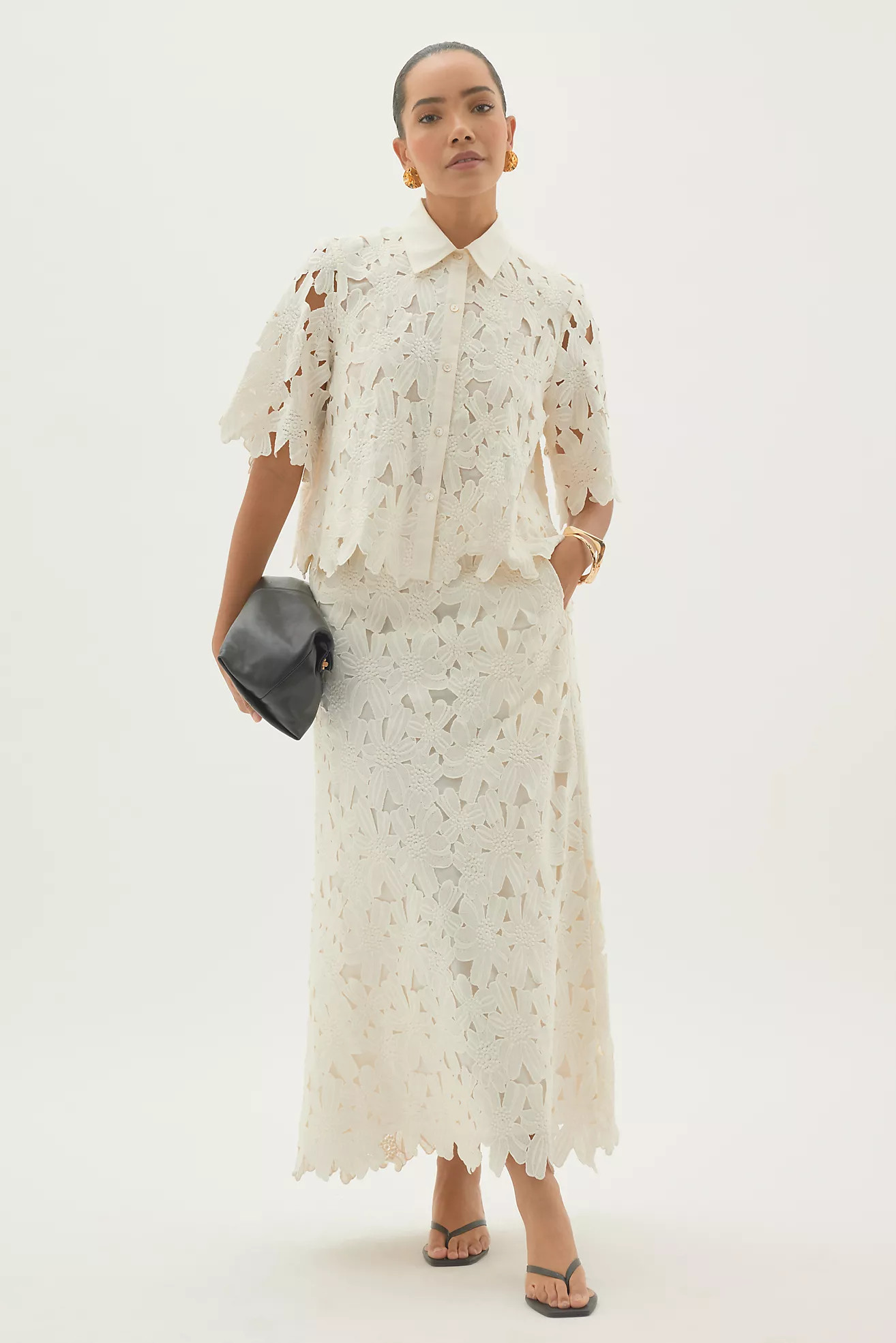 By Anthropologie Cutwork Floral Maxi Skirt | Anthropologie (UK)