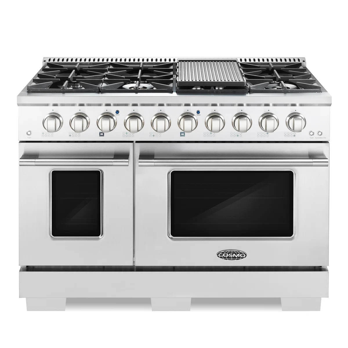 Cosmo 48 in. Vista Collection 5.5 cu. ft. Double Oven Gas Range, 8 Italian Burners, LED Panel, Ca... | Wayfair North America