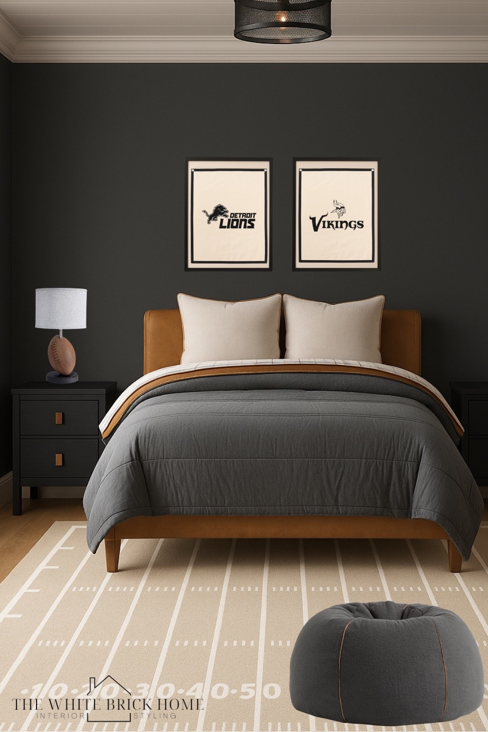 This football themed boys bedroom combines sporty charm and modern comfort - rich gray tones, a paneled ceiling, and bold football accents that are perfect for a young fan! 

Boys room, boys bedroom, kids room, kids bedroom, teen boy, teen boy bedroom, teen bedroom, football bedroom, leather bed, boys room bed, boys room wall decor, boys room lamps boys room furniture, boys room decor, boys room lighting boys room area rug, boys room bean bag, boys room bedding, boys room ceiling light, sports bedroom, sports themed bedroom, sports room decor, pottery barn teen, Wayfair  

#LTKHome #LTKKids #LTKGiftGuide