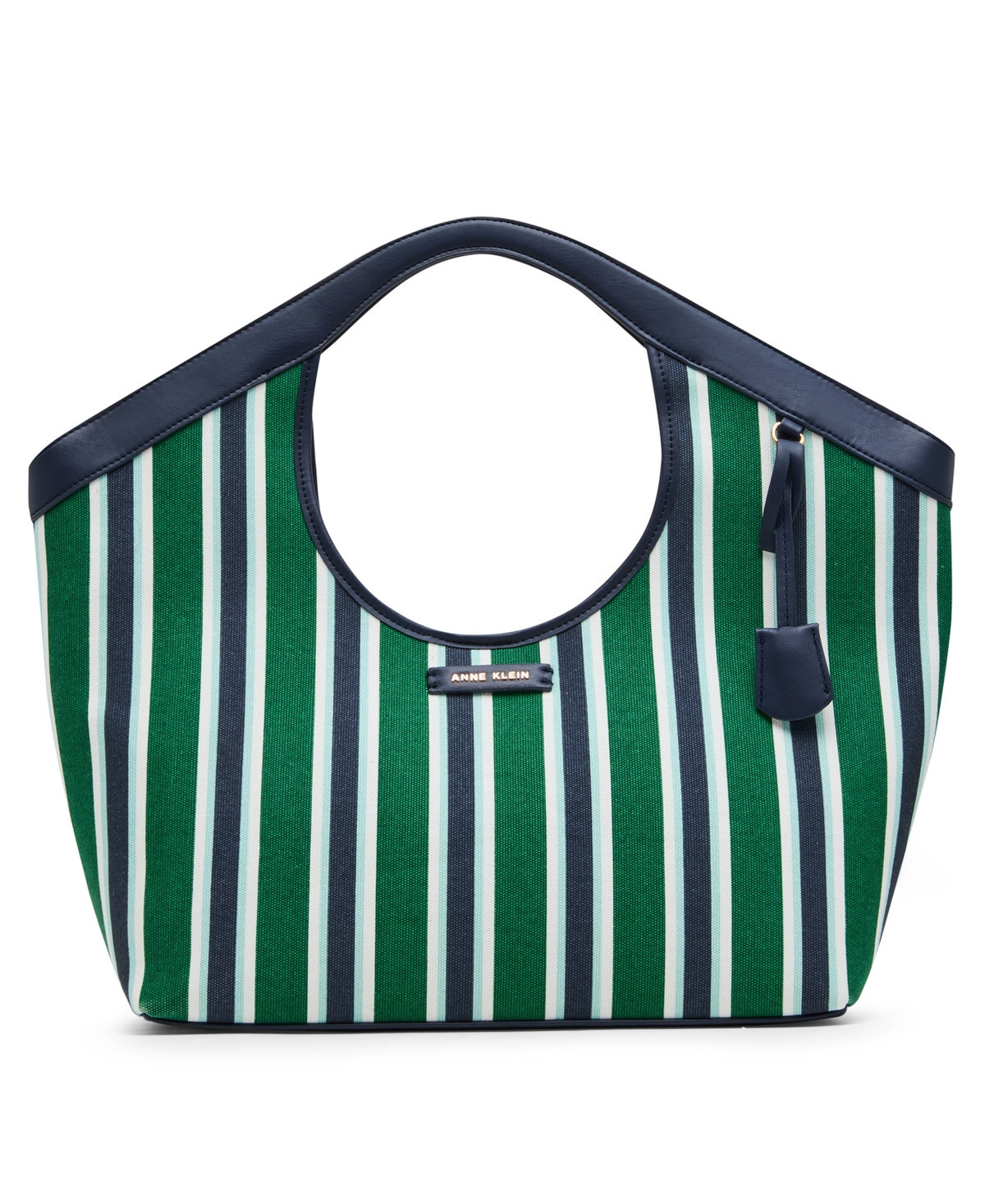 Anne Klein Extra-Large Top Handle Tote Bag - Navy/Green | Macy's
