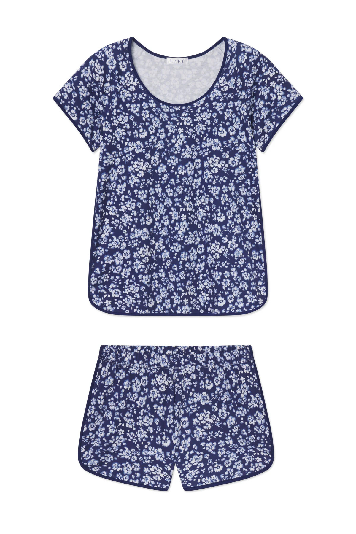 Pima Shorts Set in Blue Depths Anemones | Lake Pajamas