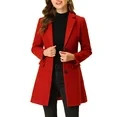 Allegra K Women's Notched Lapel Long Sleeves Single Breasted Winter Long Coat | Walmart (US)