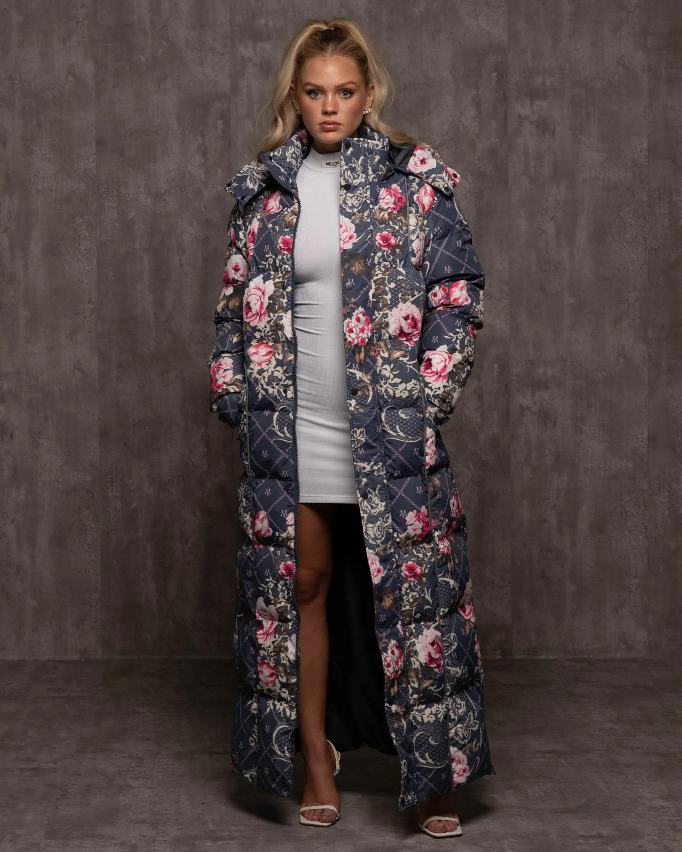Jacquard Burr Puffer Coat | Milano Di Rouge