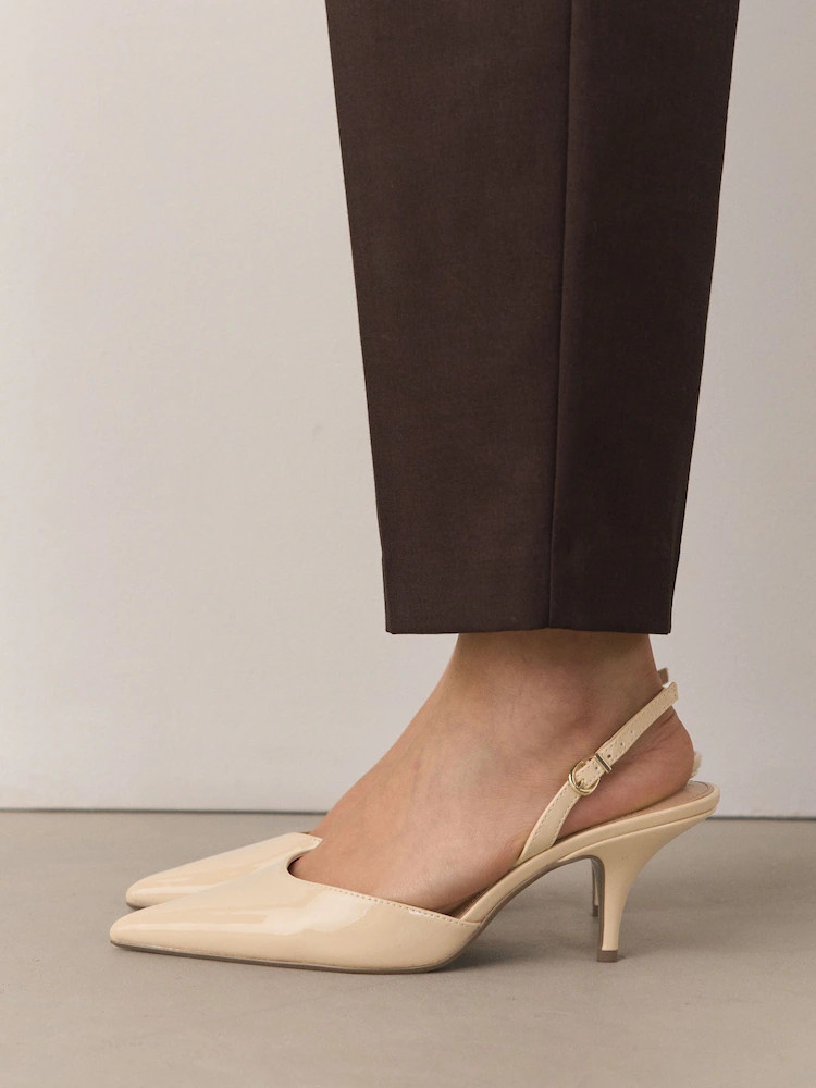 Nude Patent Forever Comfort® Pointed Toe Curvy Slingback Heels | Next US