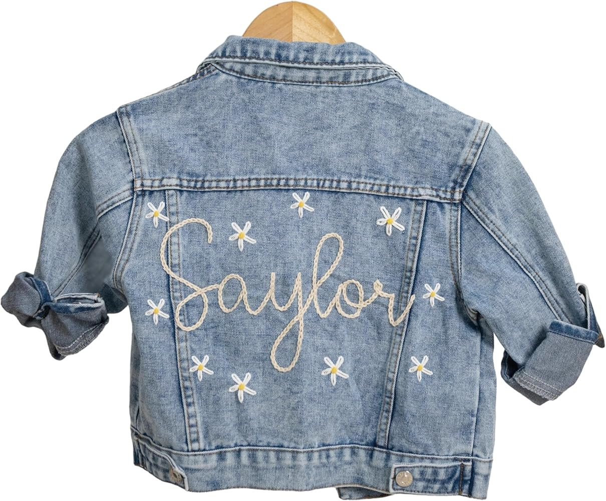 Personalized Baby Denim Jacket, Custom Toddler Baby Jean Jacket with Embroiderd Name, Toddler Bab... | Amazon (US)