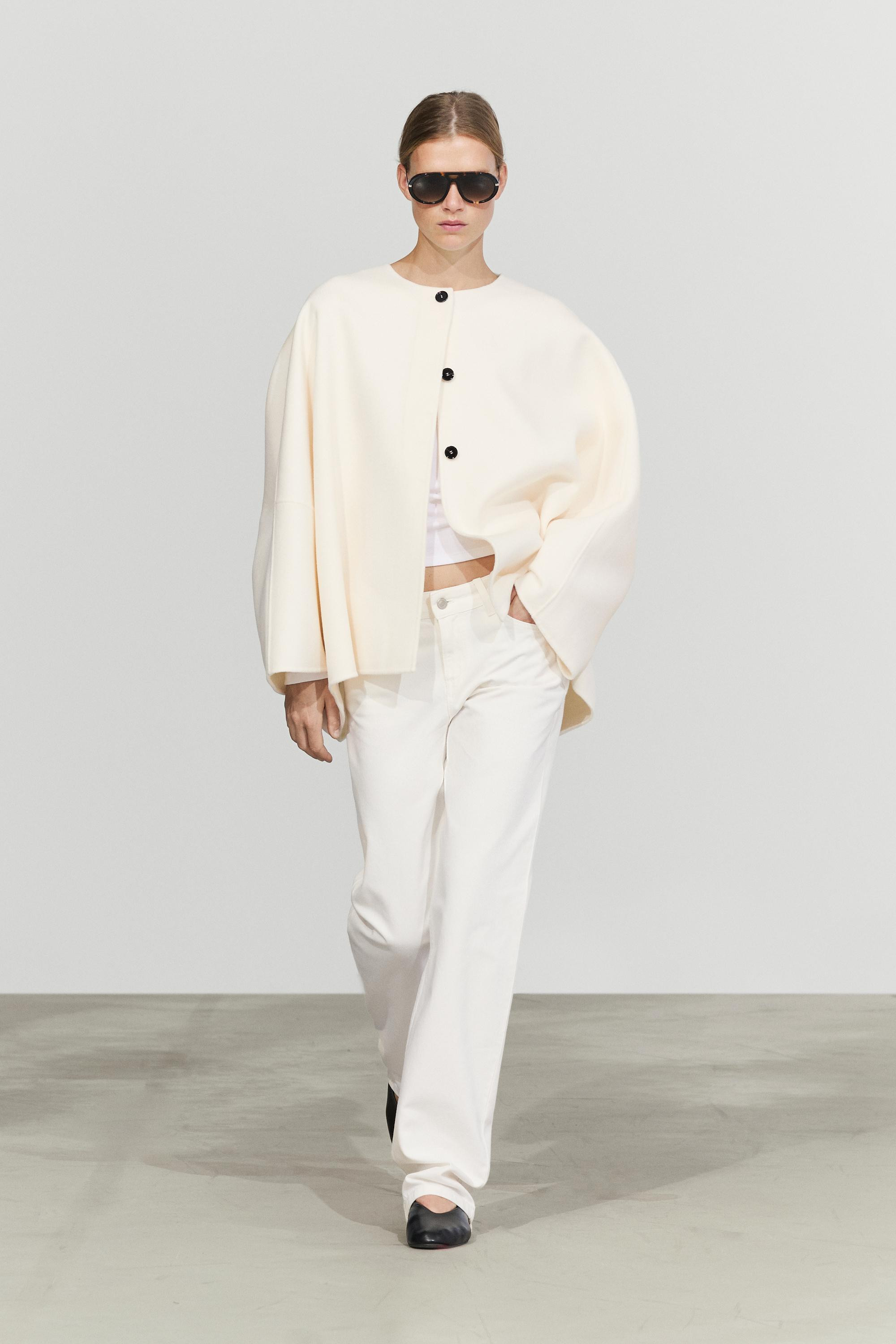 Wool blend voluminous cape coat | Massimo Dutti UK