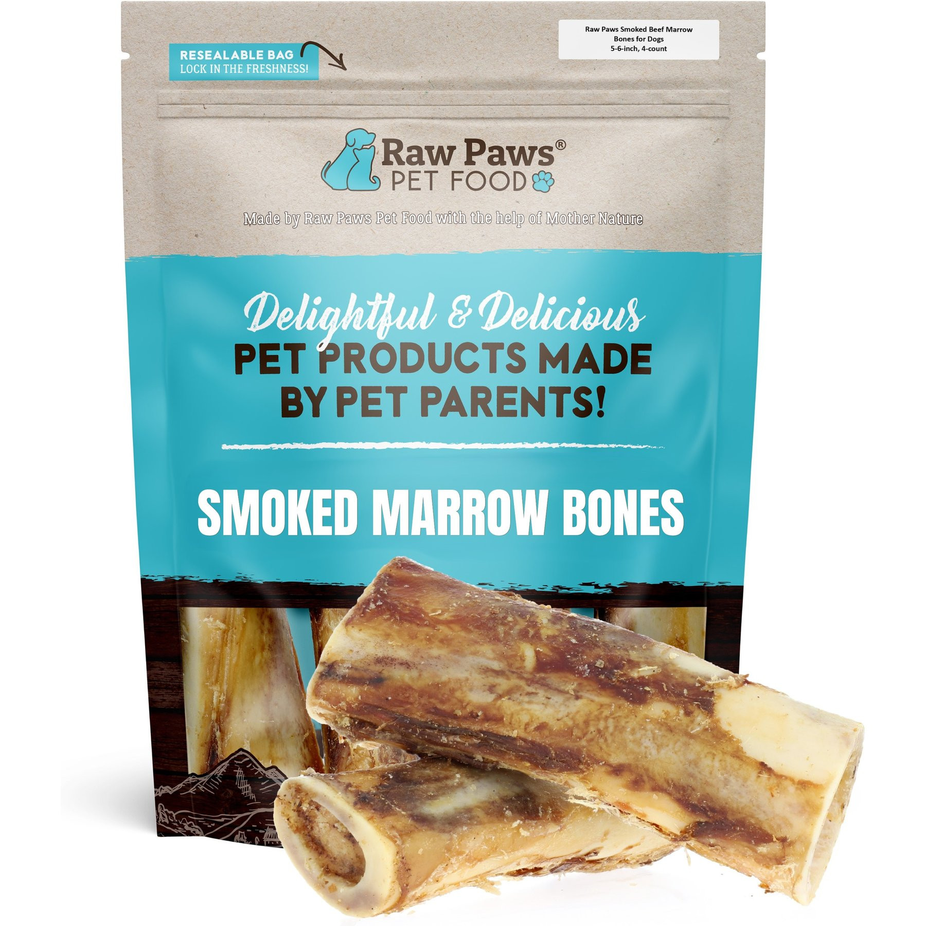 Raw Paws Smoked Beef Marrow 6 inch Dog Bones, 4 count | Chewy