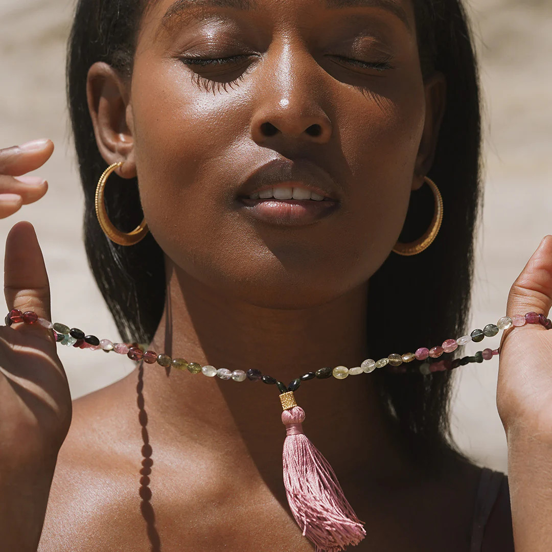 Peaceful Spirit Tourmaline Gemstone Mala | Satya Jewelry