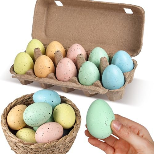 60 Pcs Easter Speckled Eggs Bulk 2.4 Inch Plastic Fake Chicken Eggs, Easter Decor Pastel Bowl Vas... | Amazon (US)