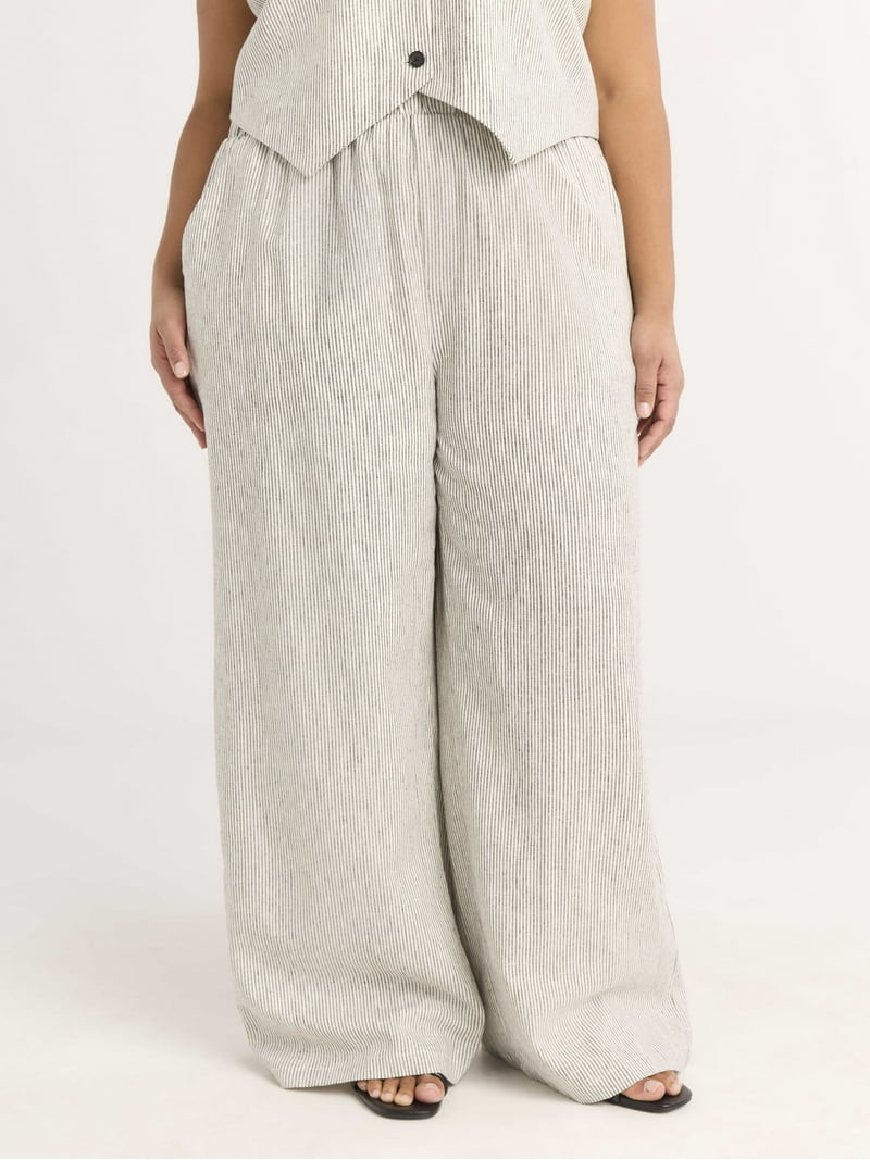 Scoop Women's Linen Blend Wide Leg Pants, 32" Inseam, Sizes XS-XXL | Walmart (US)