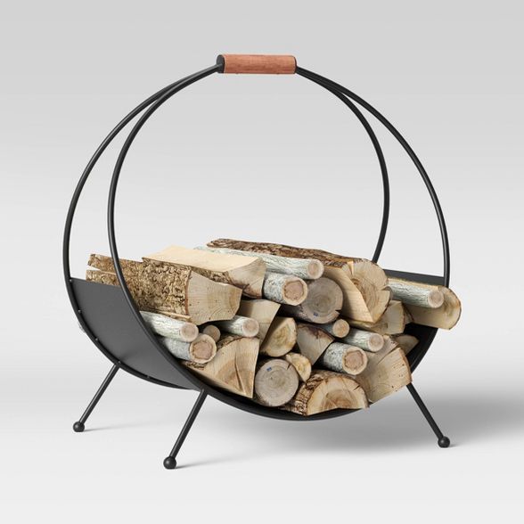 20" x 14" Iron Log Holder with Wood Handle Black - Threshold™ | Target