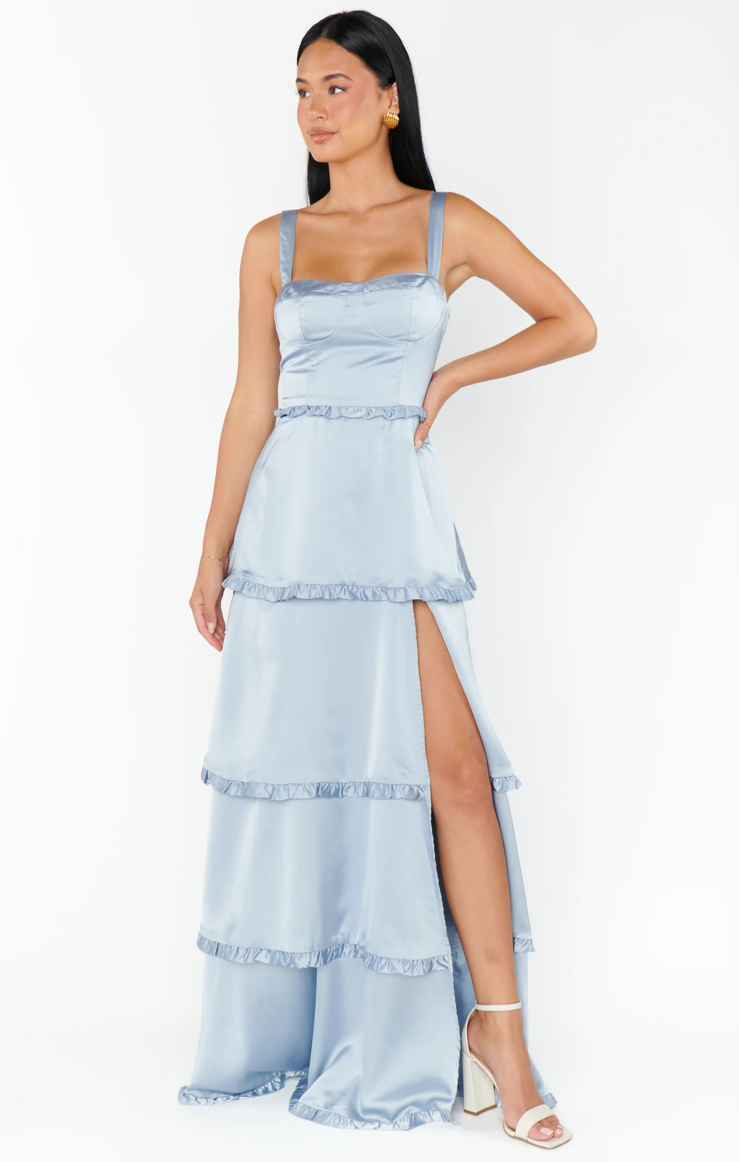 Lady Corset Dress ~ Cantaloupe Luxe Satin | Show Me Your Mumu