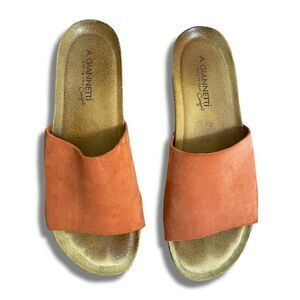 A Giannetti Women’s Size 9 Suede Top Wedges Orange Leather Slip On Sandals | Poshmark
