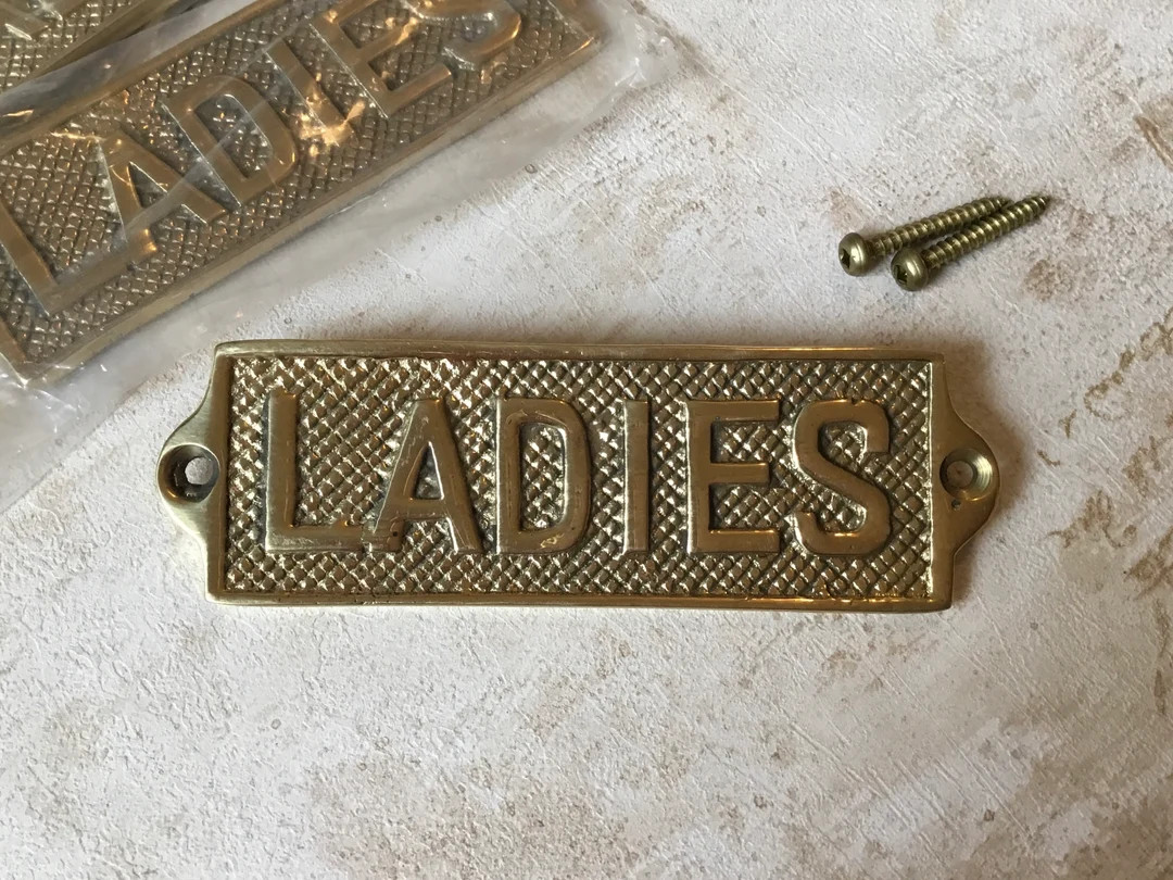 Vintage Brass LADIES Sign, 1 NOS Vintage 1970’s Solid Brass LADIES Sign, Authentic Vintage Bras... | Etsy (US)