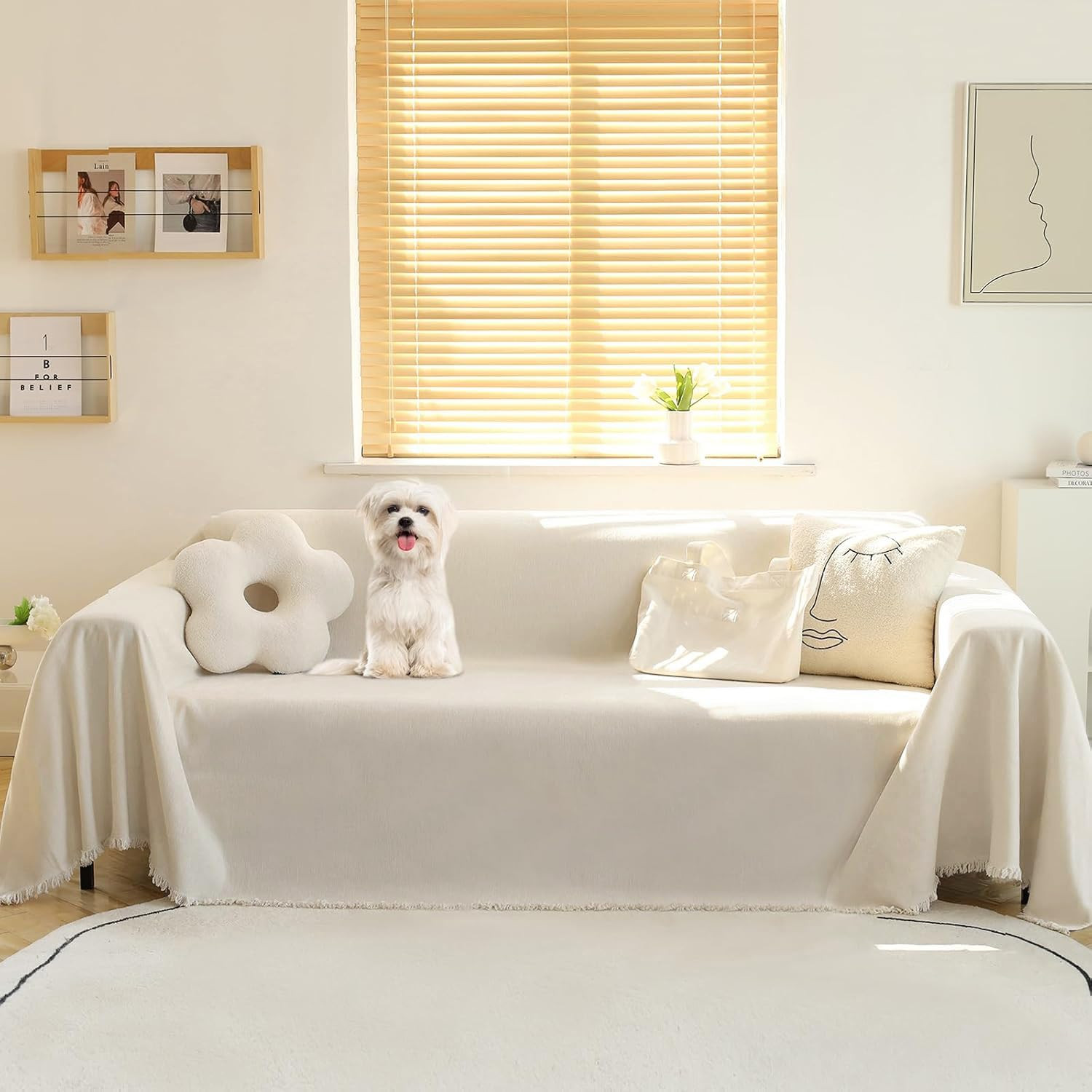 MEETSKY Couch Cover for 2 Cushion Couch Sofa Covers Washable Chenille Sectional Couch Covers for ... | Amazon (US)