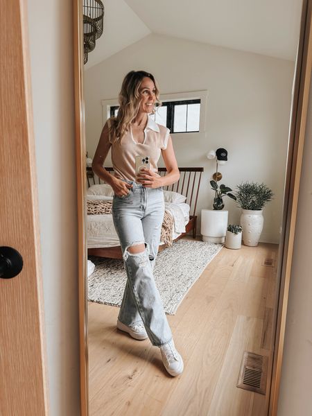 Casual + cute 🤍

Womens spring into summer-
Neutral top paired with distressed jeans and cozy shoes! 

#LTKfindsunder50 #LTKhome #LTKover40