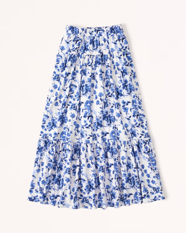 Women's Tiered Poplin Maxi Skirt | Women's New Arrivals | Abercrombie.com | Abercrombie & Fitch (US)