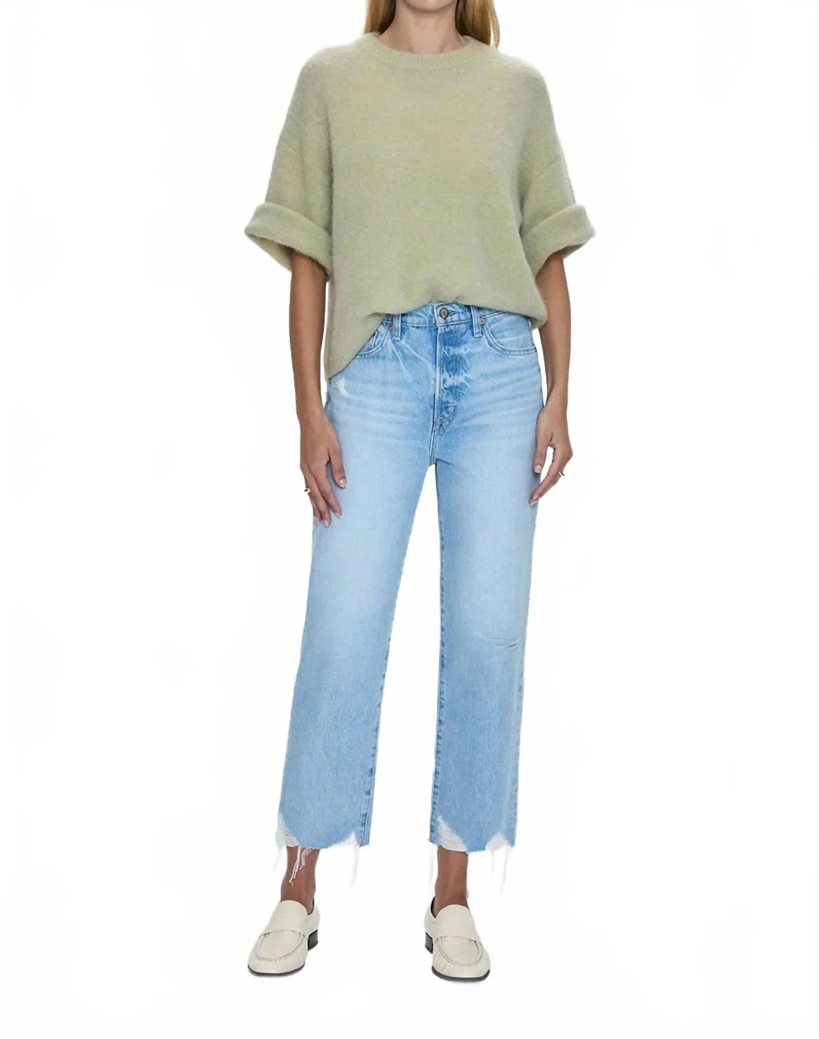 Cassie Crop Super High Rise Straight Crop Jeans In Leisure Vintage | Shop Simon