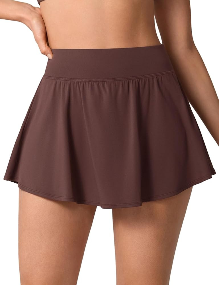 UNISSU Hugluxe High Waisted Flowy Tennis Skirt for Women with Inner Pockets Athletic Skort for Ru... | Amazon (US)