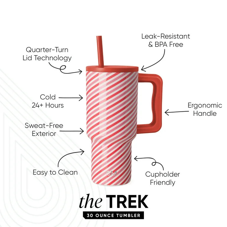 Simple Modern 30 fl oz Insulated Stainless Steel Trek Tumbler with Straw Lid | Candy Stripes | Walmart (US)