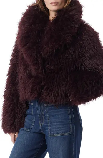 DO by Dee Ocleppo Pilar Open Front Faux Fur Jacket in Maroon Banner at Nordstrom Rack, Size X-Large | Nordstrom Rack
