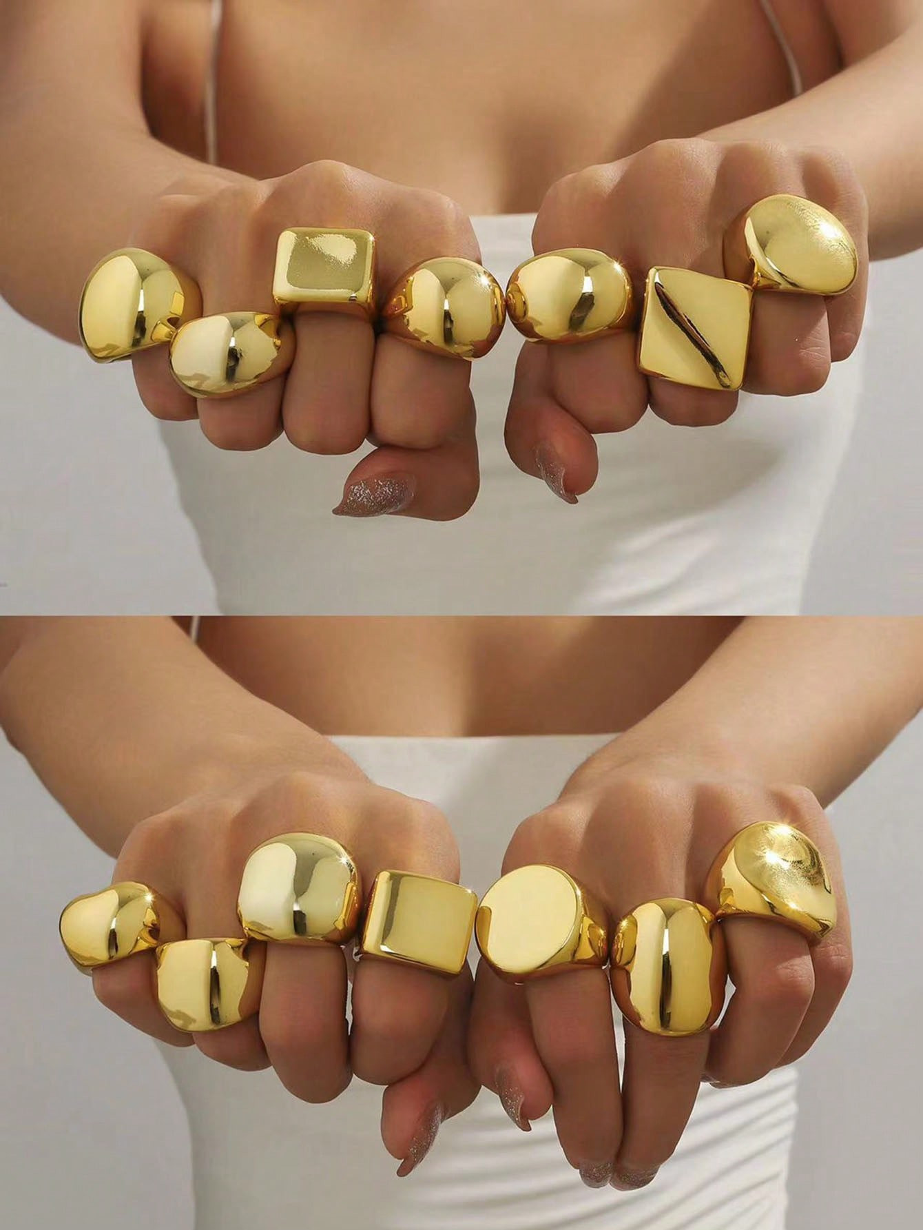 7pcs Resin Chunky Casual Minimalist Ring Set For Women | SHEIN USA | SHEIN