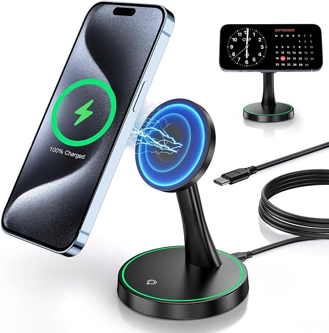 Magnetic Wireless Charger Stand 15W Fast Mag-Safe Charger for iPhone 17/17 pro/ 17 Air/ 17 pro ma... | Amazon (US)