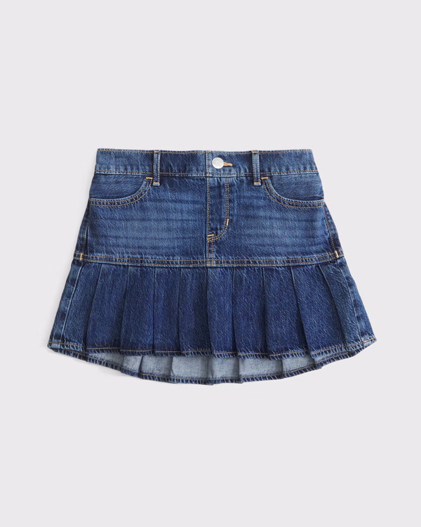 girls denim drop-waist pleated skort | girls new arrivals | Abercrombie.com | Abercrombie & Fitch (US)