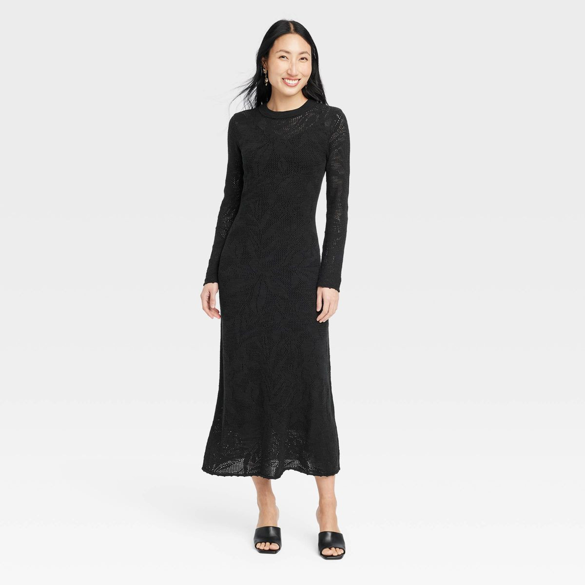 Women's Long Sleeve Maxi Pointelle Dress - A New Day™ | Target