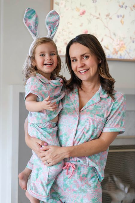 Some bunny is excited for a matching moment in the sweetest jammies for spring! 🐰 Note that these run larger, Blair is in 18-24m. 🩷 

#LTKfamily #LTKkids