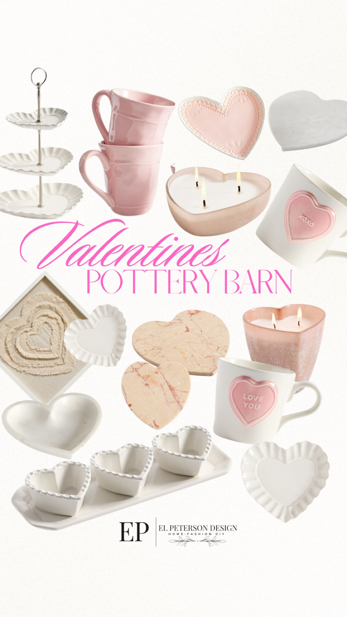 Pottery barn 
Valentines 
Mugs
Candle
Coaster
Marble cheese board
Heart dish
Artwork
3 tier heart tray
Heat condiment dish

#LTKHome