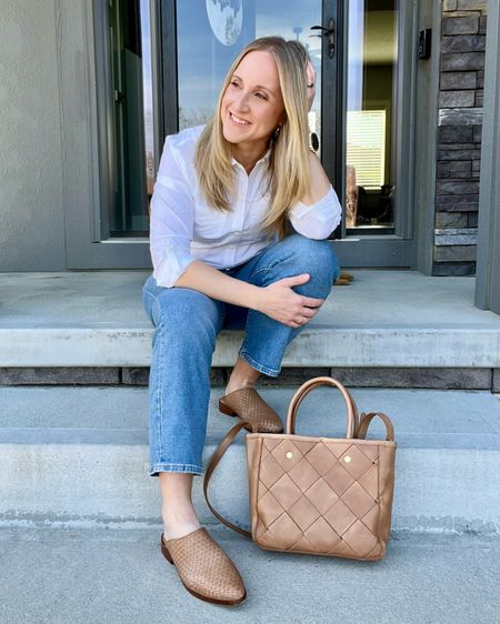 This almond leather color is giving me all the lovely spring vibes on this gorgeous day! And these jeans are perfection in a lighter color for the season - love the fit and stretch, too!

#LTKstyletip #LTKshoecrush #LTKitbag