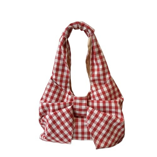 Checkered Crossbody Bag Cute Gingham Bow Shoulder Bag for Women Plaid Underarm Purse Checkered Tote Casual Y2k Bow Purse Alt Gingham Handbag 2025 for Daily Prom Party (Red) | Amazon (US)