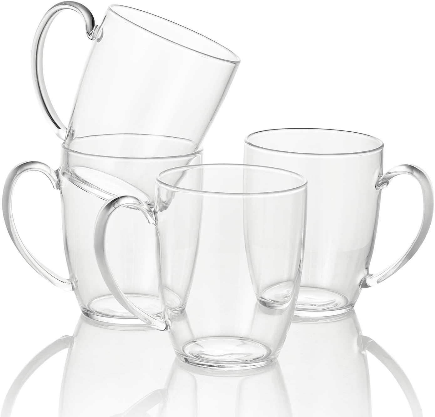 Enindel 3029.01 Glass Large Coffee Mug, Tea Cups, Clear, 16 OZ, Set of 4 | Amazon (US)