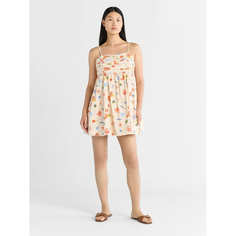 Free Assembly Women's Pleated Cotton Mini Dress, Sizes XS-XXXL | Walmart (US)