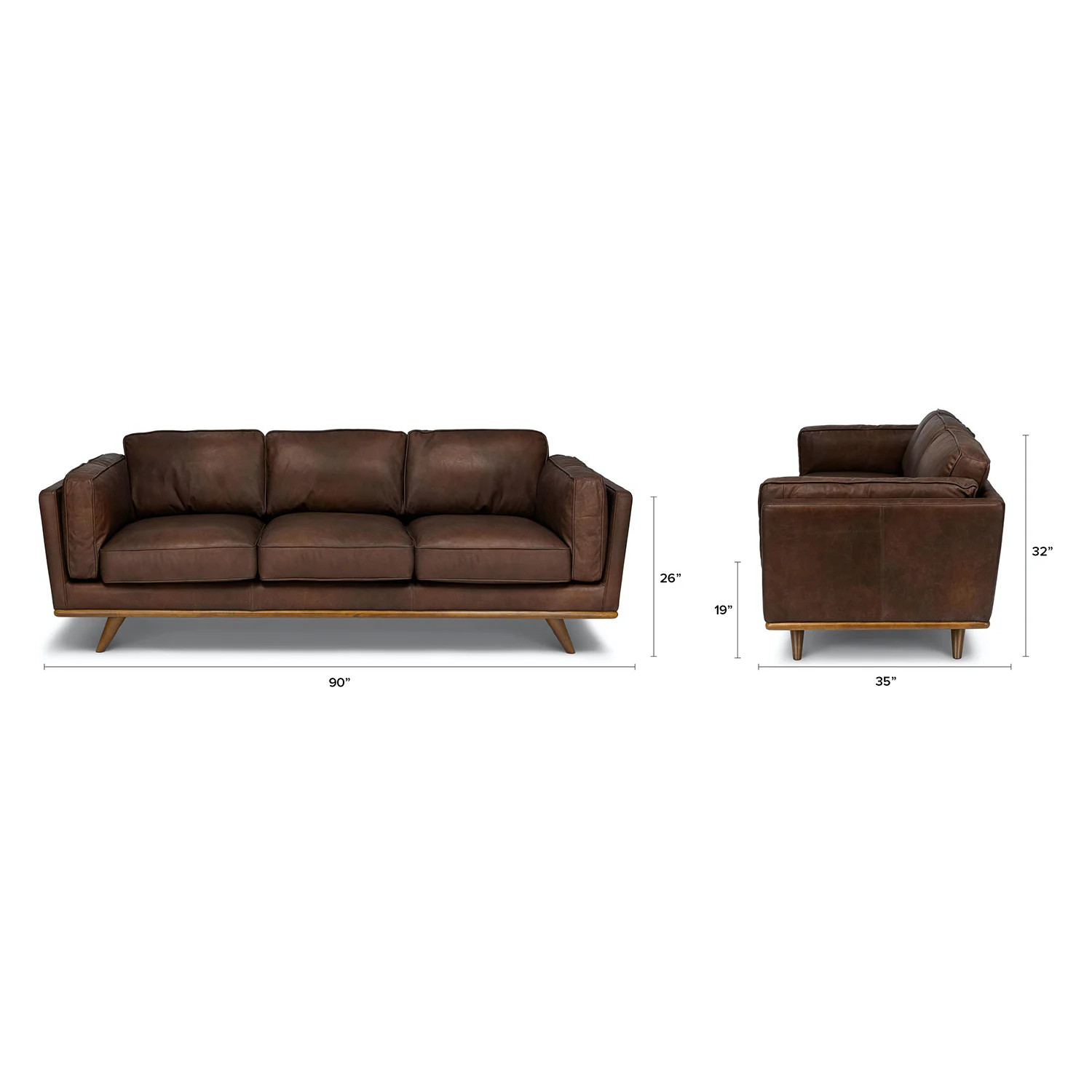 Timber 90" Leather Sofa - Charme Chocolat | Article