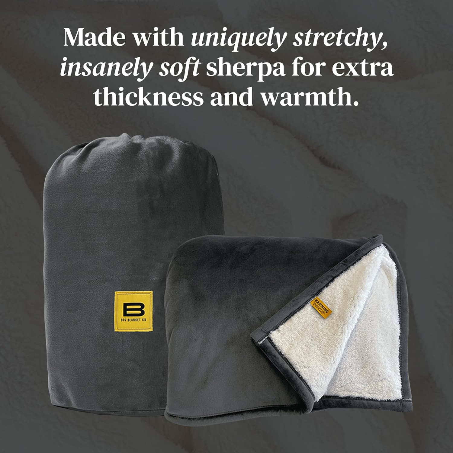 Big Blanket Co Sherpa Stretch Blanket Smoke| Immerse Yourself in The Best Sherpa Blanket | 10 x 1... | Amazon (US)