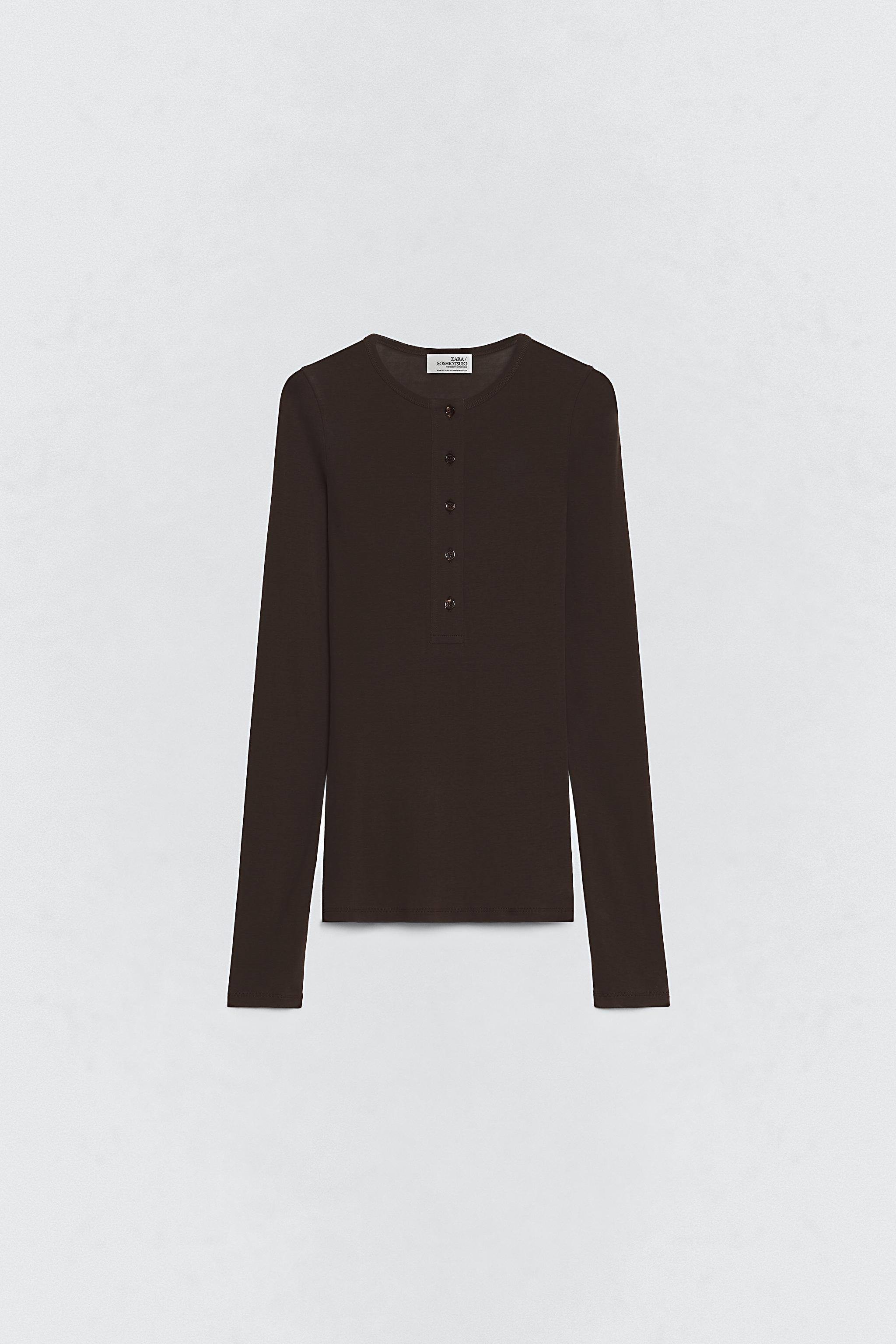 SOSHIOTSUKI X ZARA HENLEY COLLAR T-SHIRT | Zara UK