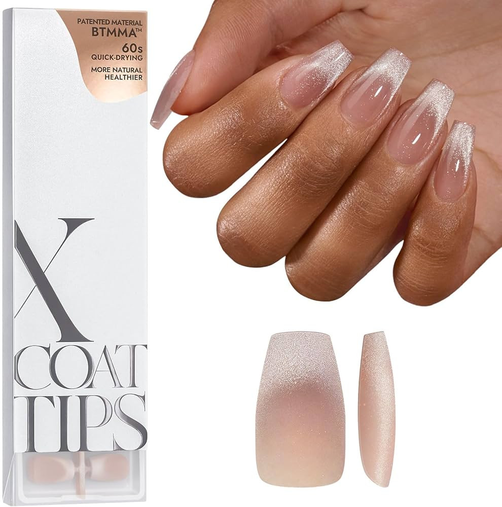 BTArtboxnails XCOATTIPS Press on Nails - Cat Eye Christmas Press on Nails, French Tip Nails, Shor... | Amazon (US)