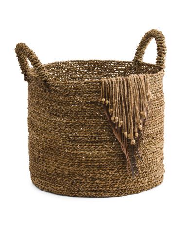 Large Seagrass Basket With Fringe | TJ Maxx