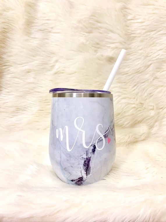Marble Mrs. wine tumbler in stainless steel with lid in white | Etsy | Etsy (US)