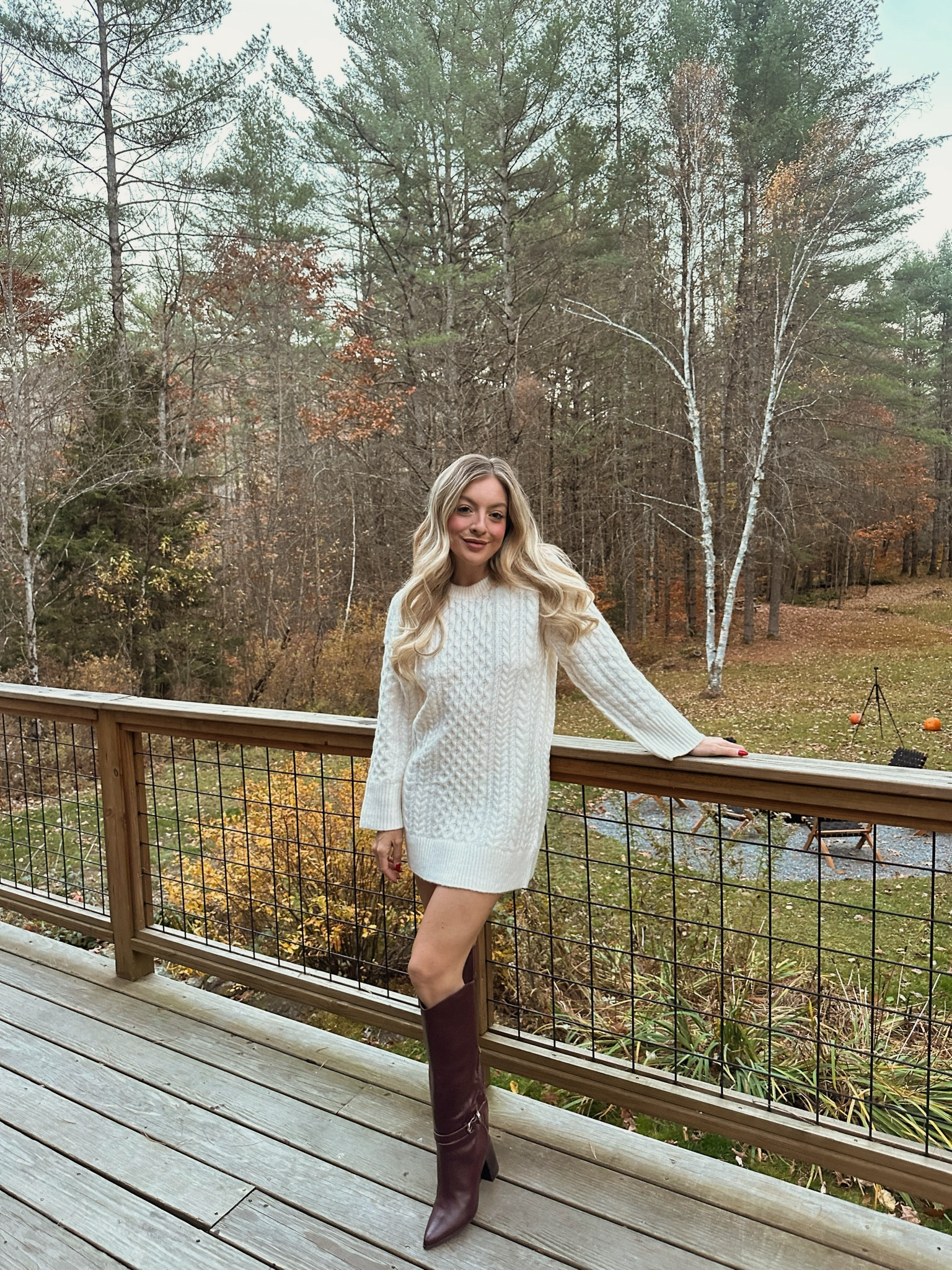 Sweater dress fall outfit inspiration. Wearing size xs petite sweater dress & my normal 7.5 in boots 

#LTKFindsUnder100 #LTKSeasonal