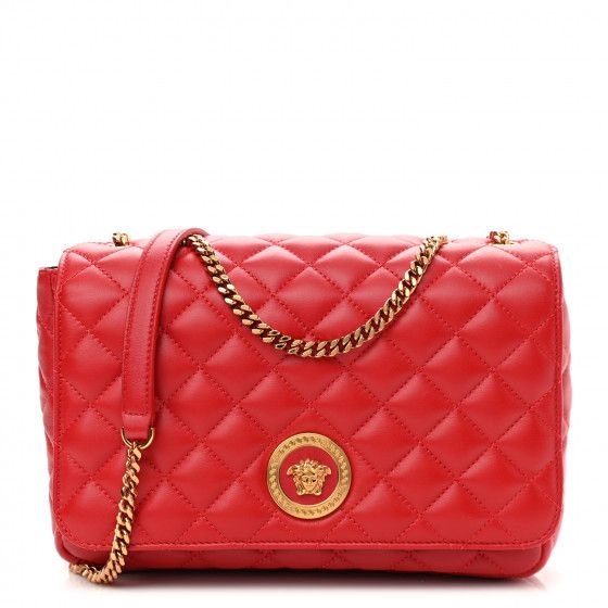 VERSACE Nappa Quilted Medusa Chain Crossbody Red | FASHIONPHILE (US)