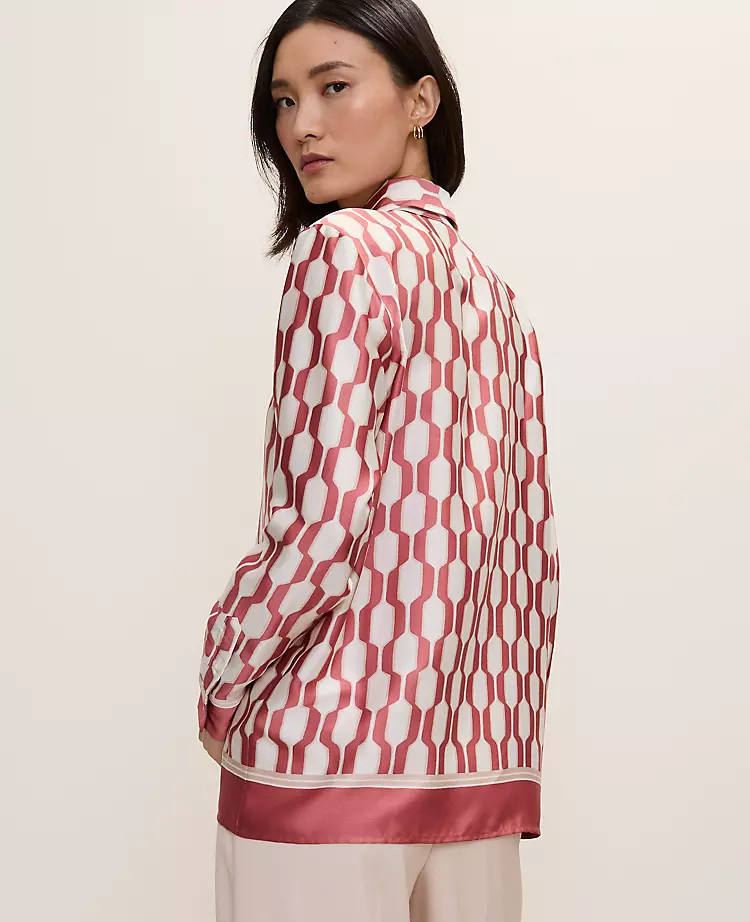 Geo Satin Essential Shirt | Ann Taylor