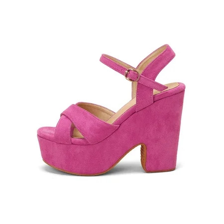 Crocowalk Ladies Lightweight Comfy Ankle Strap Wedge Sandals Breathable Suede Platform Sandal Party  | Walmart (US)