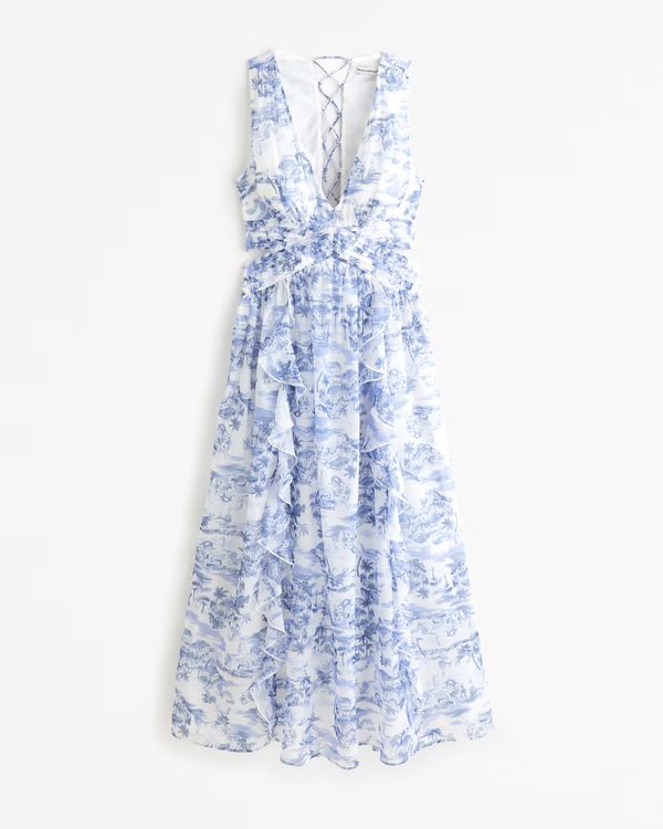Lace-Up Back Maxi Dress | Abercrombie & Fitch (US)
