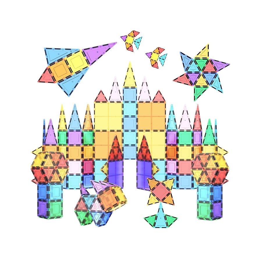 PicassoTiles 100 Piece Set 100pcs Magnet Building Tiles Clear Magnetic 3D Blocks Construction Pla... | Amazon (US)